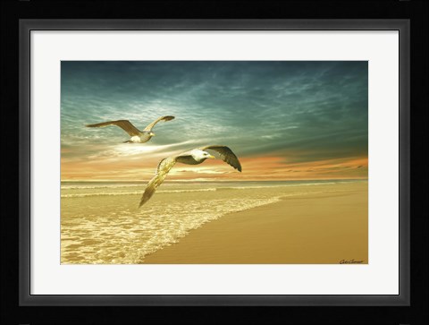 Framed Soft Sunrise on the Beach 6 Print