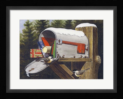 Framed Chickadee's Watch Print