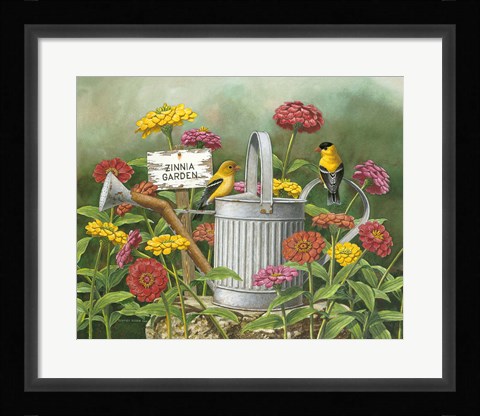 Framed Zinnia Garden Print