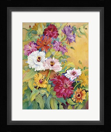 Framed Mardi Gras Zinnias Print