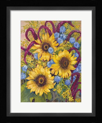 Framed Sunflowers And Thistles Print