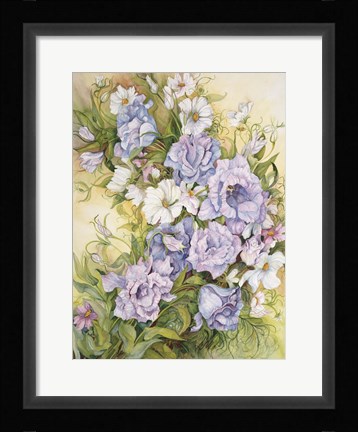 Framed Blue Prairie Gentian And Cosmos Print