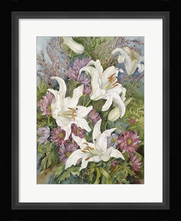 Framed Lilies And Asters Print