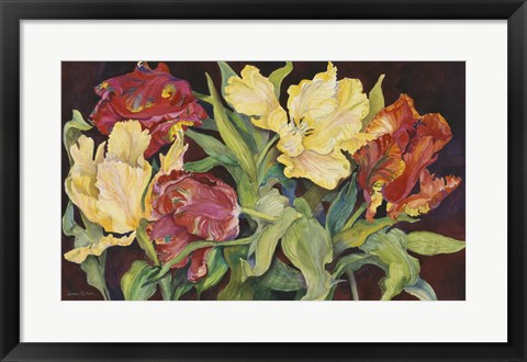 Framed Red And Yellow Parrot Tulips Print
