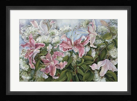 Framed Pink Star Gazer Lilies Print