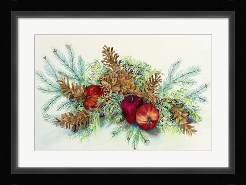 Framed Winter Greens With Apples Print