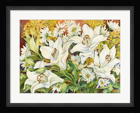 Framed Lilies and Daisies Print