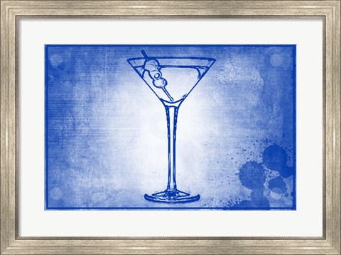 Framed Martini Blue Print I Print