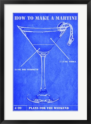 Framed Martini Blue Print II Print