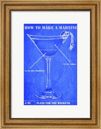 Framed Martini Blue Print II Print
