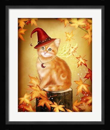 Framed Autumn Cat Magic Print