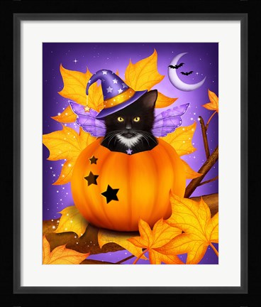 Framed Pumpkin Cat Magic Print