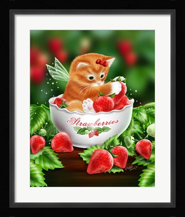 Framed Strawberry Kitten Print