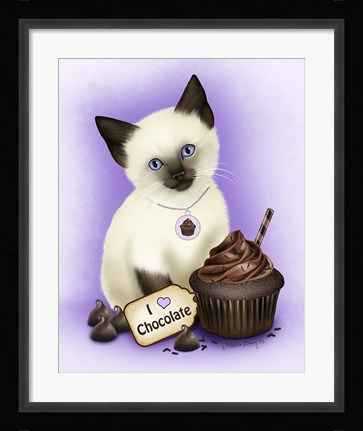 Framed Chocolate Cupcake Kitten Print