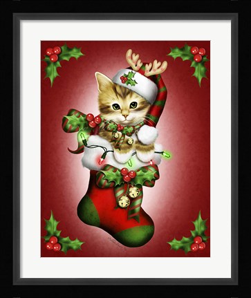 Framed Reindeer Stocking Print