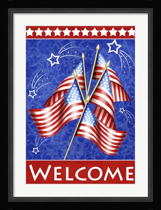 Framed Welcome Stars And Stripes Print