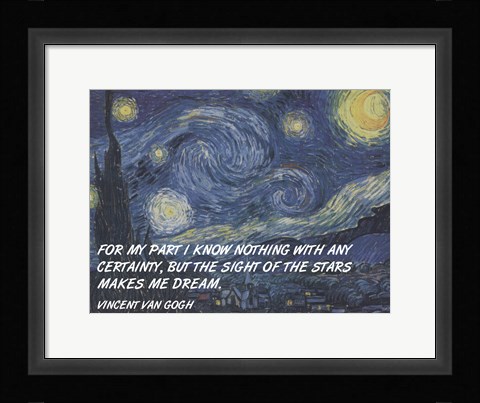 Framed Sight of the Stars - Van Gogh Quote Print