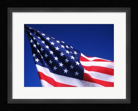 Framed American Flag Waving in the Wind Print