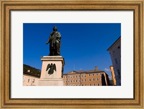 Framed Mozart Statue in Salzburg Austria Print