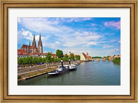 Framed Old Town Skyline, Regensburg, Germany Print