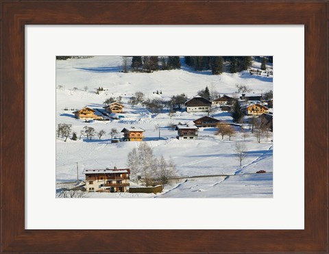 Framed Ski Village in Winter, Ski Chateaus Print