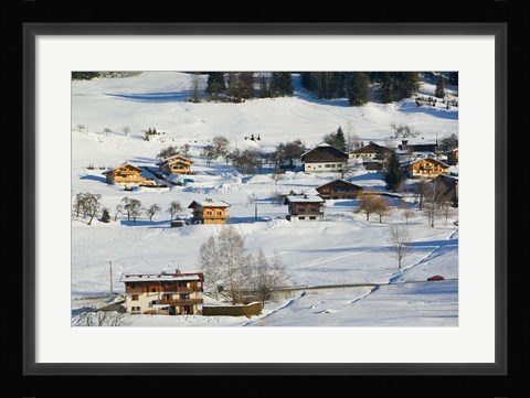 Framed Ski Village in Winter, Ski Chateaus Print