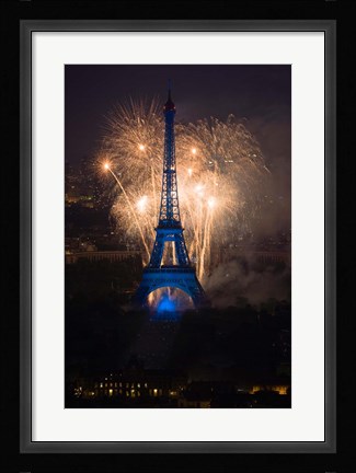 Framed Fireworks at the Eiffel Tower Print