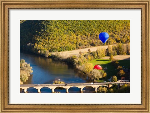 Framed Hot Air Balloon, Chateau de Castelnaud Print