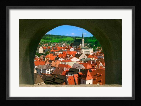 Framed Cityscape of Cesky Krumlov, Czech Republic Print