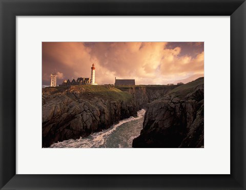 Framed Pointe De St Mathieu Lighthouse at Dawn, Brittany, France Print