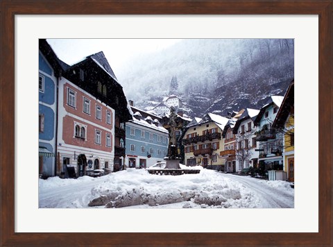 Framed Austria Town Center in Winter Print