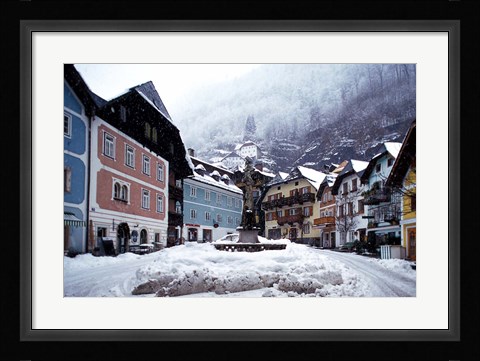 Framed Austria Town Center in Winter Print