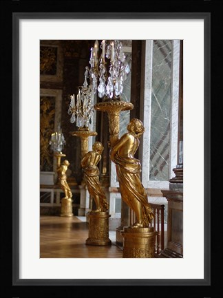 Framed Hall of Mirrors and Gold Statues, Versailles, France Print