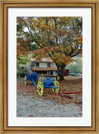 Framed Vivarais Railway Stop and Wagon Print