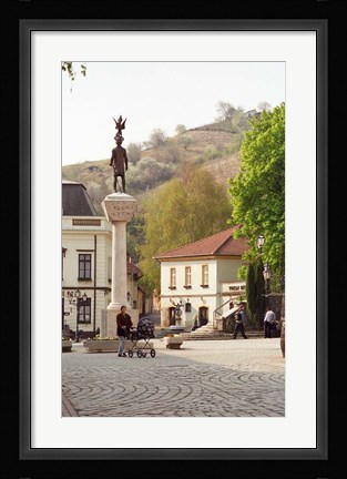 Framed Main Square with Statue, Tokaj, Hungary Print
