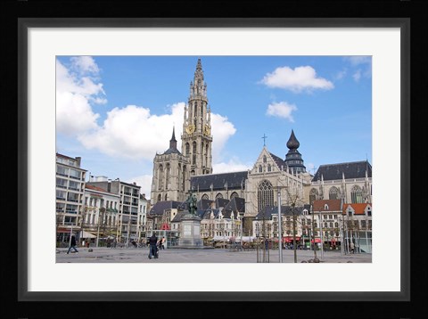 Framed Statue of Rubens and Our Lady's Cathedral Print