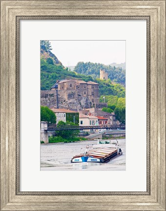 Framed Chateau de Tournon, River Rhone and Pedestrian Bridge M Seguin, Tournon-sur-Rhone, Ardeche, France Print