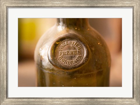 Framed Antique Wine Bottle with Molded Seal Print