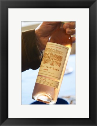 Framed Bottle of Rose Wine, Chateau Vannieres Print