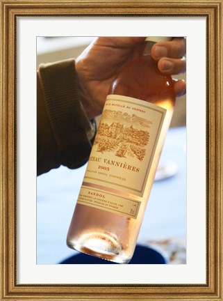 Framed Bottle of Rose Wine, Chateau Vannieres Print