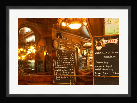 Framed Menu for Bistrot du Peintre, Art Nouveau Design Print