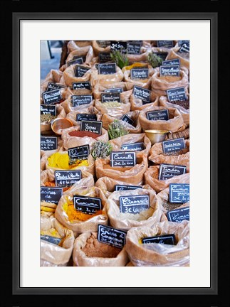 Framed Merchant's Stall of Spices at Street Market Print