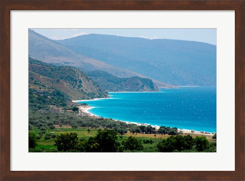 Framed Ionian Sea and Borsh Beach Print