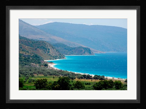 Framed Ionian Sea and Borsh Beach Print