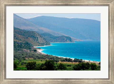 Framed Ionian Sea and Borsh Beach Print