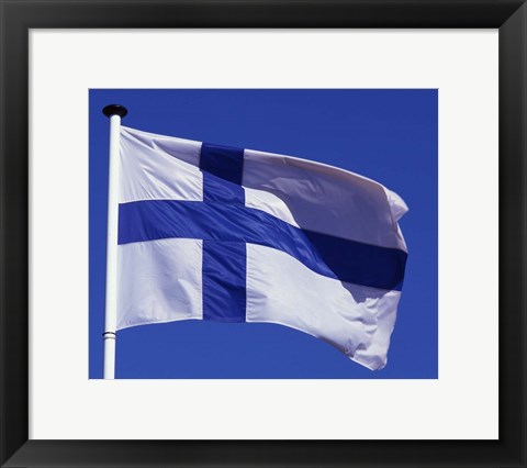 Framed Finnish Flag, Finland Print