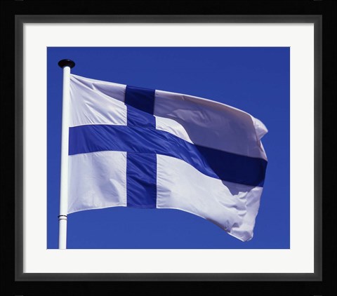 Framed Finnish Flag, Finland Print
