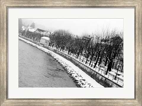 Framed River Salzach in Winter Print