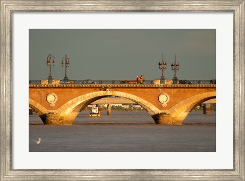 Framed Old Pont de Pierre Bridge on the Garonne River Print
