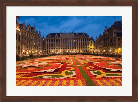 Framed Night View of the Grand Place, Belgium Print